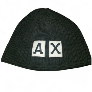 Armani Exchange Black Knit Beanie Hat